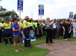 Council workers at the stop work rally