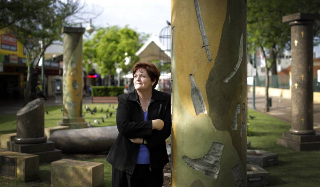 Liverpool Councillor Anne Stanley in front of the iconic cenotaph war memorial in Liverpool. Picture: Simon Bennett