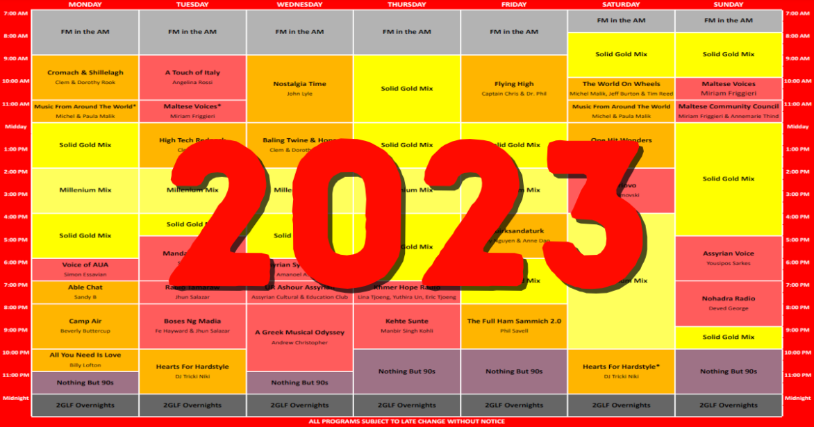 2023 Program Grid Launches Next Week - 89.3 2GLF